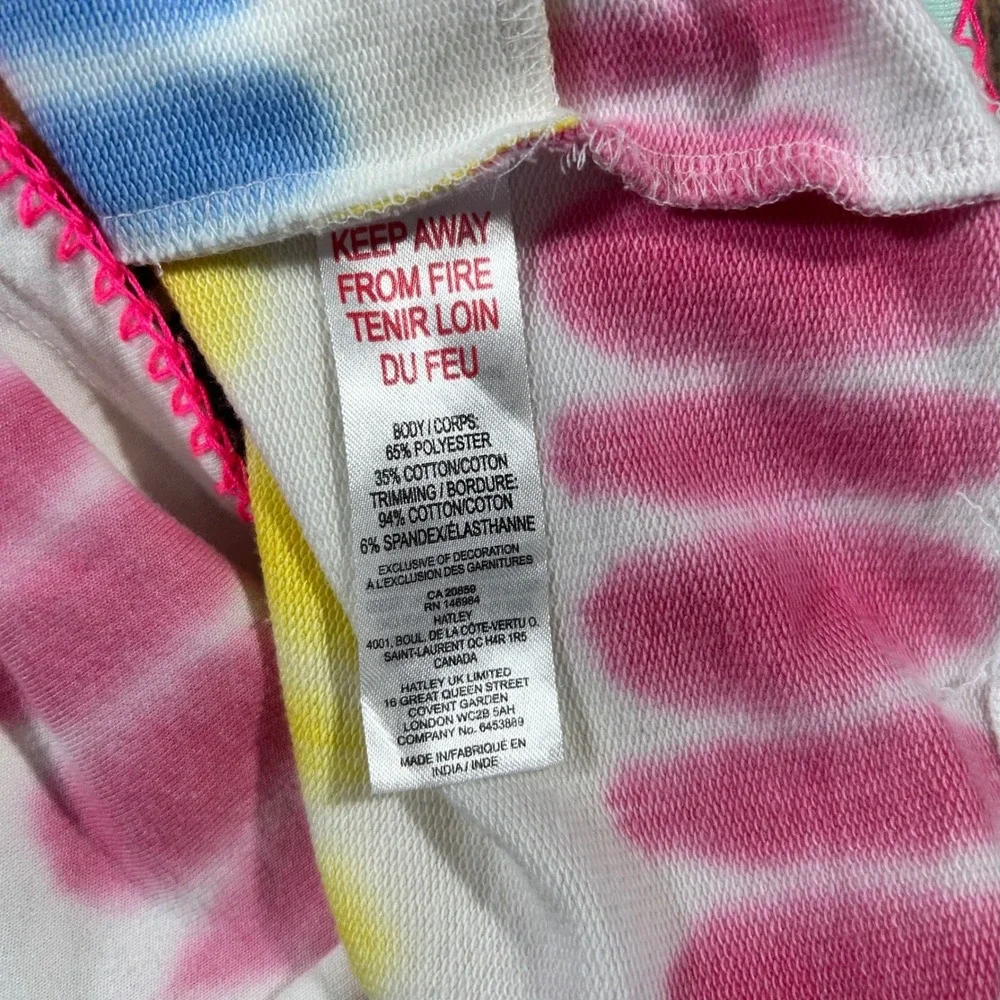 Hatley Girls Tie Dye Dress Rainbow Sequin Heart Elastic Waist Summer Pink Size 6